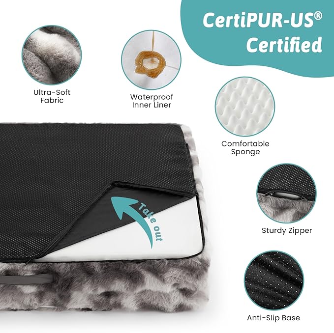 Faux Fur Orthopedic Dog Bed, Extra Large Dog Bed, Supportive Foam Pet Sofa - Image 5