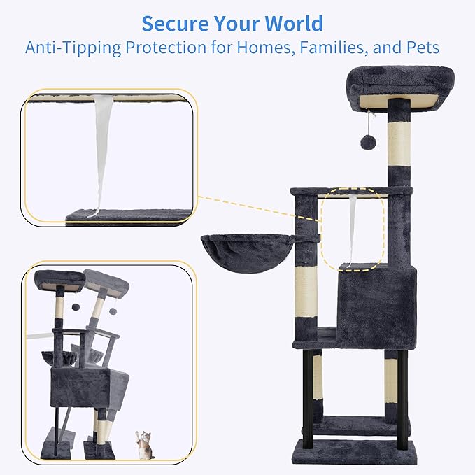 Heybly Cat Tree, 49.2 Inches Cat Tower - Image 6