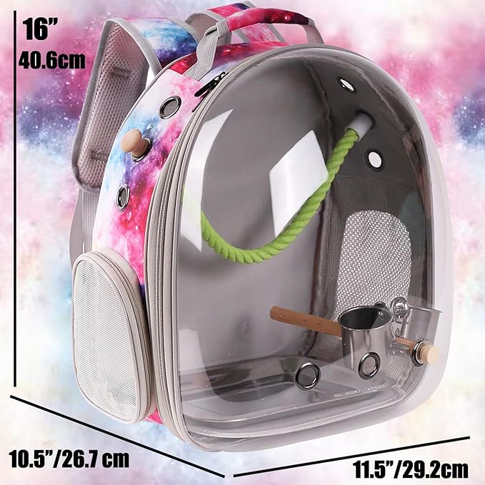Galaxy Pink Bird Carrier Backpack - Image 2