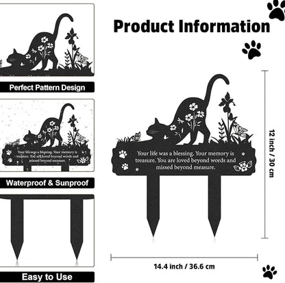 Grave Markers for Cemetery for Cat, Metal Grave Markers Yard Memorial Pet - Image 2