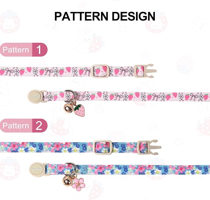Lionet Paws 2pcs Pack Cotton Cat Collar, Breakaway Buckle - Image 2