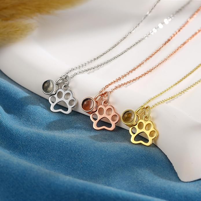 Personalized Cute Dog Cat Paw Name Necklace Forever Love Custom Heart Pendant - Image 5