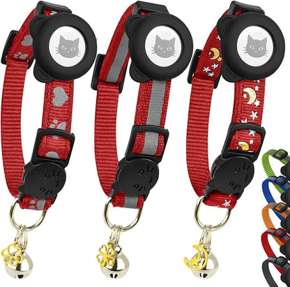 Cat Collar with AirTag Holders, Reflective Breakaway Safety Collars, Bells and by BemixPets