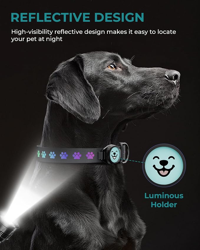 Dog Collar with Airtag Holder, IP67 Waterproof Reflective AirTag Dog Collars - Image 3