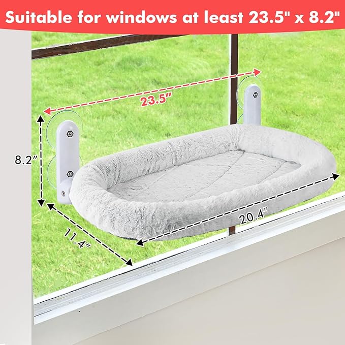 2PC Cat Window Perch with Bolster Foldable Cat Hammock Cushion Bed - Image 6