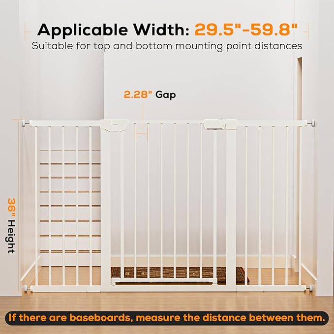 29.5-59.8" Magnetic Baby Gate for Stairs, Baby Safety Essentials, Auto Close - Image 9