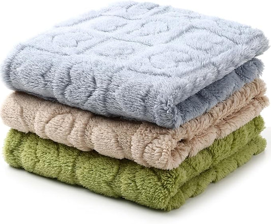 Tegeme 3 Pcs Small Dog Blanket 280 GSM Washable Pet Bed Cover Soft Fluffy Puppy by Tegeme