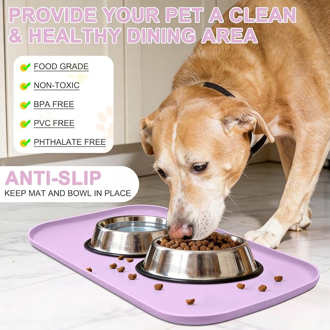 Silicone Pet Food Mat with Raised Edge - Image 3