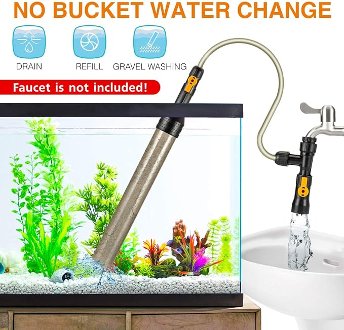 hygger Bucket-Free Aquarium Water Change Kit Fish Tank Auto Siphon Pump Gravel - Image 3