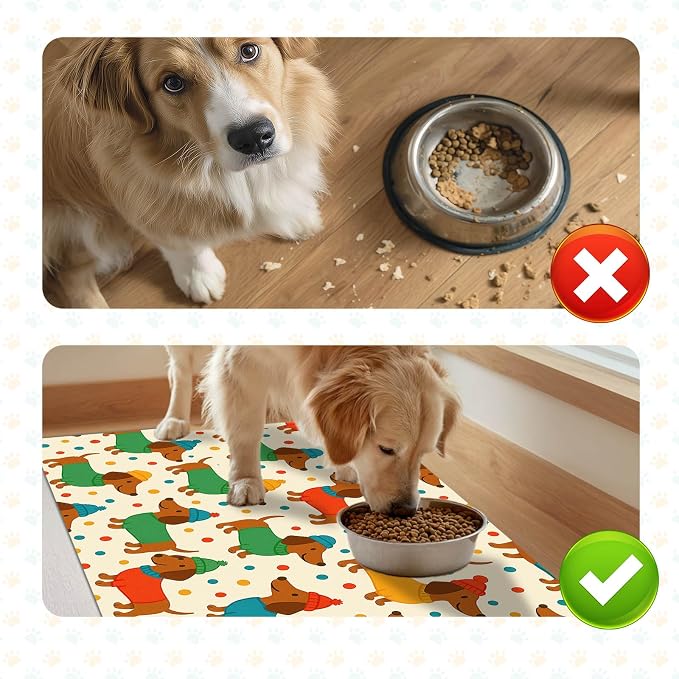 Cute Dachshund Dogs Pet Food Mat Spill-Proof Pet Feeding Mat - Image 7