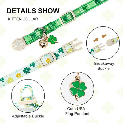 Unique Style Paws Saint Patrick Cat Collar, Shamrock Cat Collars, Adjustable - Image 3