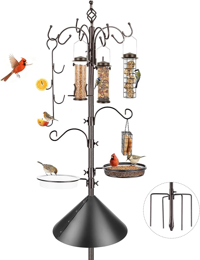 Bird Feeding Station Kit with Squirrel Baffle Bird Feeder Pole with Suet Cage by ERYTLLY