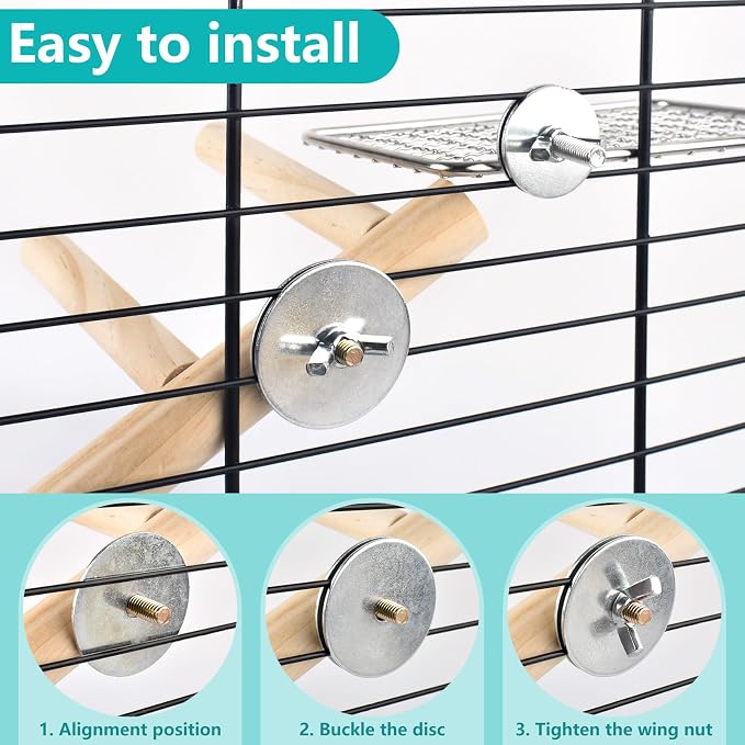 4Pcs Bird Perches Toys, Stainless Steel Perch Platform, Natural Wood Parrot - Image 4