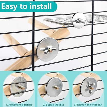 4Pcs Bird Perches Toys, Stainless Steel Perch Platform, Natural Wood Parrot - Image 4