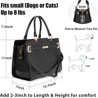 Fashion Pet Carrier Dog Cat Carrier Purse Soft-Sided Leather Handbag Pet Tote - Image 2