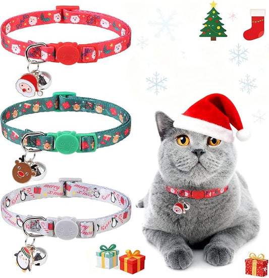 3 Pack Christmas Cat Collars Breakaway by DILLYBUD