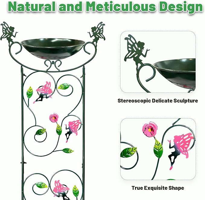 HONGLAND 36.5" Metal Bird Bath - Image 3