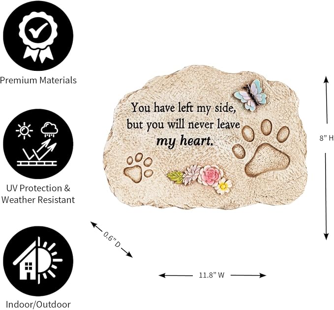 Evergreen Pet Memorial Stones | You Will Never Leave My Heart | 11.5 inches - Image 2