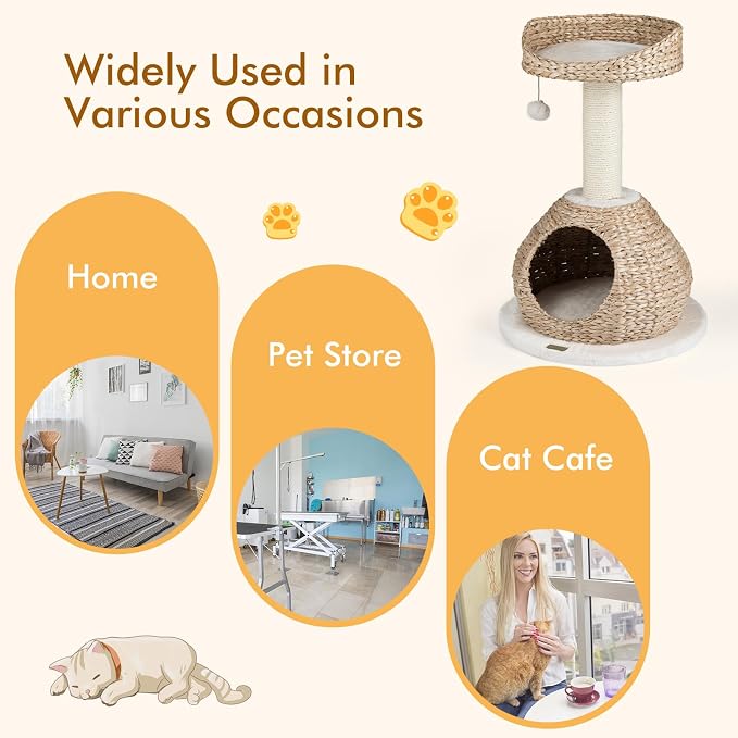 PETSITE 28-inch Modern Cat Tree, Small Cute Cat Tower Sisal Scratching Post - Image 9