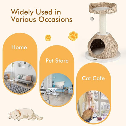 PETSITE 28-inch Modern Cat Tree, Small Cute Cat Tower Sisal Scratching Post - Image 9