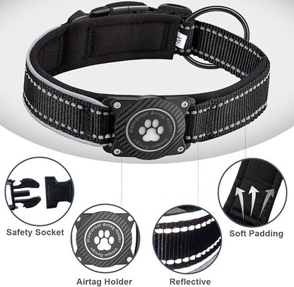 Airtag Dog Collar with Waterproof Air Tag Holder, Luminous Reflective, Soft - Image 4