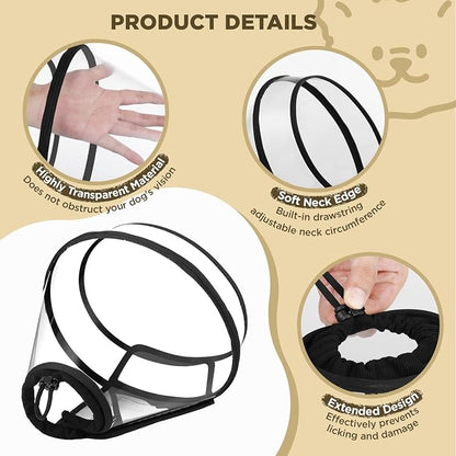 Dog Cone Collar for After Surgery, Transparent Dog Cones Alternative for Small - Image 3