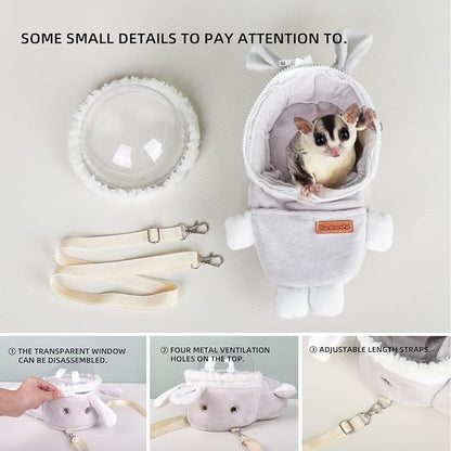 Hamster Carrier Rat Bag Cute Rabbit Shape Small Animal Sugar Glider Travel - Image 4