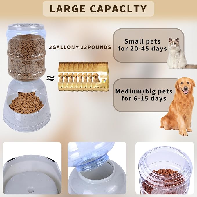 Automatic Dog Feeders, 3 Gallon Capacity Gravity Food Dispenser - Image 4