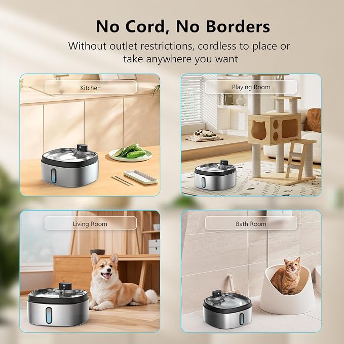 Wireless Cat/Dog Water Fountain 7L/236oz/1.8Gal, DRLWXYSJ Stainless Steel - Image 8