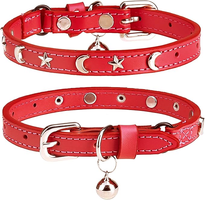 Leather Cat Collars for Boy Girl Cats by DILLYBUD