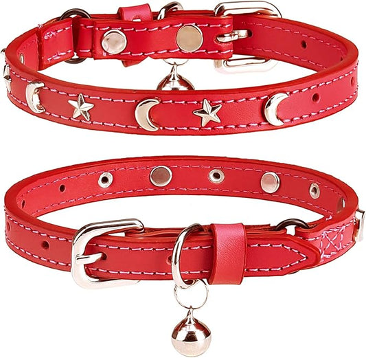 Leather Cat Collars for Boy Girl Cats by DILLYBUD