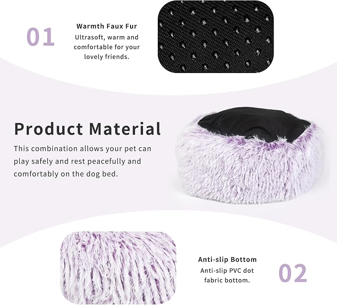 Calming Donut Dogs Beds for Small Dogs Washable, 23inch Plush Round Pet Bed for - Image 5