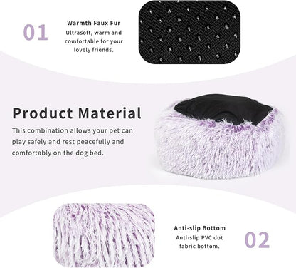Calming Donut Dogs Beds for Small Dogs Washable, 23inch Plush Round Pet Bed for - Image 5