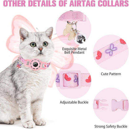 BINGPET AirTag Cat Collar with Bells, Upgraded Safety Elastic Cat Collar with - Image 4
