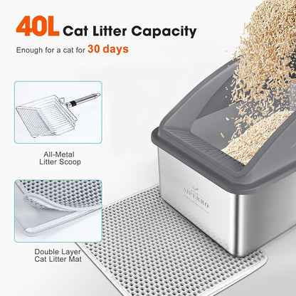 Stainless Steel Litter Box | XXL Deepened 8" Design Enclosed Box - Image 6
