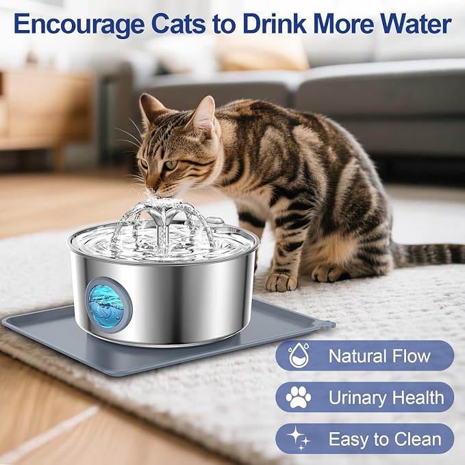 LucidShine 108oz/3.2L Stainless Steel Cat Water Fountain - Image 3
