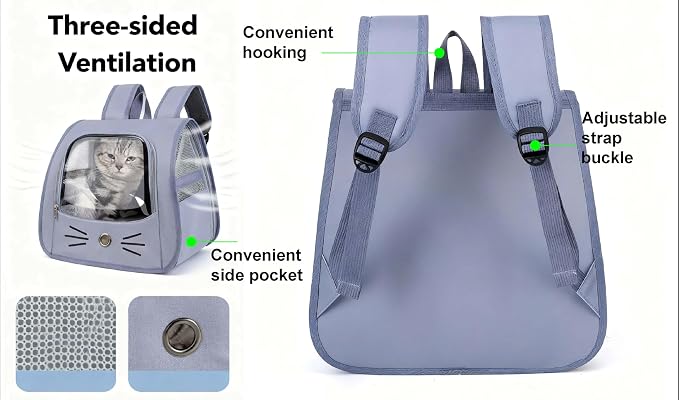 Pet Backpack Carrier, Traveler Breathable Transparent Carrier - Image 3
