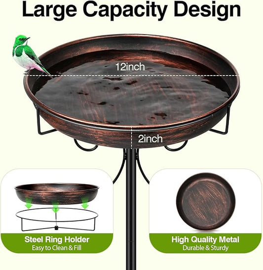 Daoeny 35In Metal Bird Bath for Outside, Vintage Freestanding Birdbaths & - Image 2