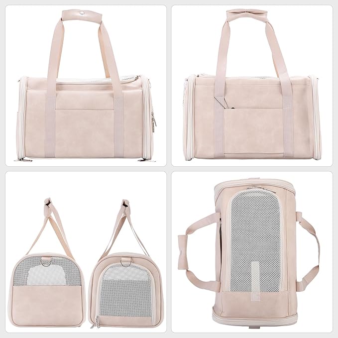 Fashion Leather Dog Carrier Cat Carrier Airline Approved Pet Carrier - Image 3
