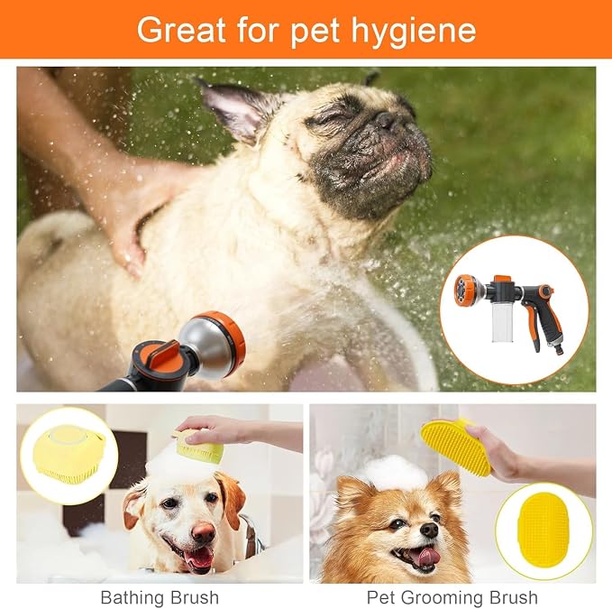 Dog Wash Hose, 8 Way Spray Pattern Garden Hose Nozzle - Image 2