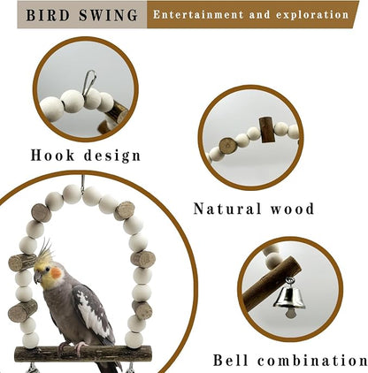 5Pcs Natural Wooden Bird Perch Set – Parrot Perch Toys, Wooden Perch Swing - Image 6
