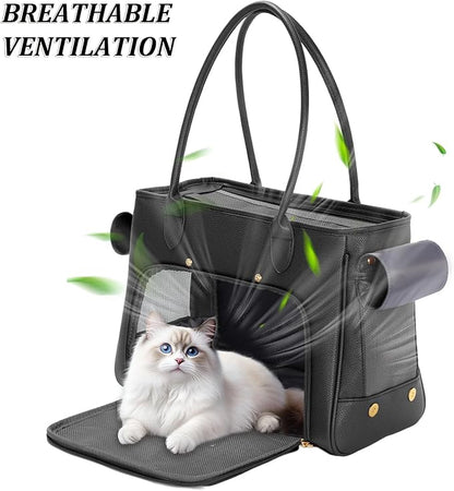 Fashion Pet Carrier Purse for Small Cat and Dog, Luxury Pu Soft-Sided Tote Bag - Image 5