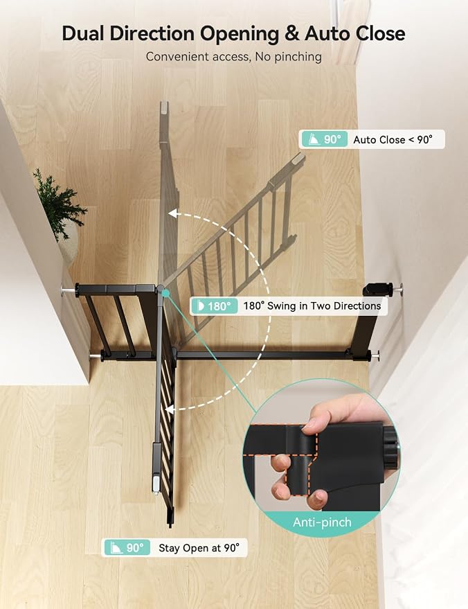COMOMY 30" Tall Baby Gate for Stairs Doorways, Fits Openings 29.5" to 46" Wide - Image 5