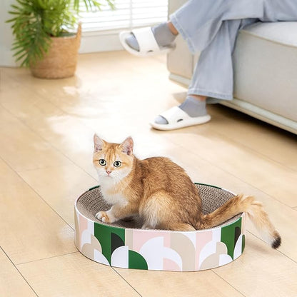 Cat Scratcher Cardboard, 2 in 1 Oval Cat Scratch Pad Bowl - Image 8