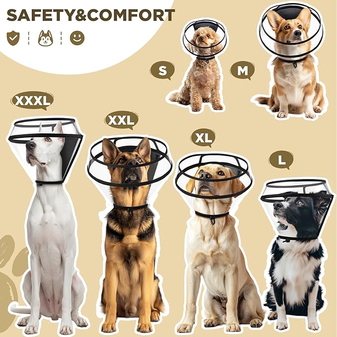 Dog Cone Collar for After Surgery, Transparent Dog Cones Alternative for Small - Image 2