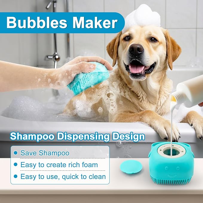 Enmaipet 4-in-1 Dog Grooming Brush, Dog Bath Brush Set, Adjustable Handle - Image 2