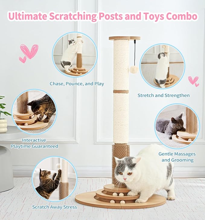 Made4Pets Cat Scratching Post Premium Sisal Cat Scratcher Kitten Toys - Image 2