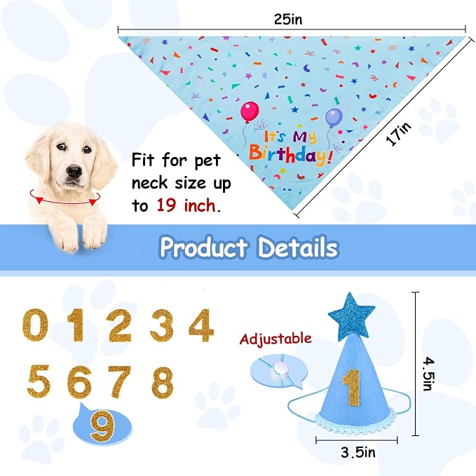 Dog Birthday Bandana Set, Dog Birthday Party Supplies, Puppy Boy Girl Birthday - Image 2