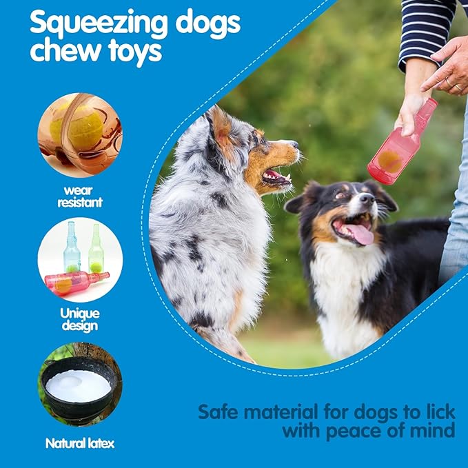 Cute Tough Dog Toy Rubber Bottle Squeaky Dogs Chew Toy Long Lasting Interactive - Image 5