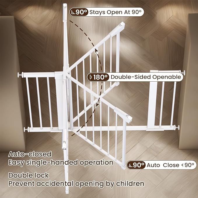 Mumeasy 29.6-46" Baby Gate for Stairs, Pressure Mounted Dog Gate for Doorways - Image 7